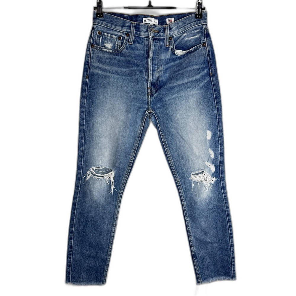Re/Done Women’s Sz 27 Distressed Indigo Skinny Jeans‎